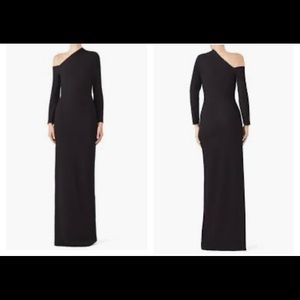 Liva Crepe One-Shoulder Split Gown Black Sz 4 UK 8